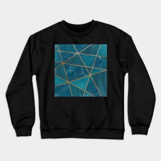 Teal and Gold Geometric Pattern Crewneck Sweatshirt